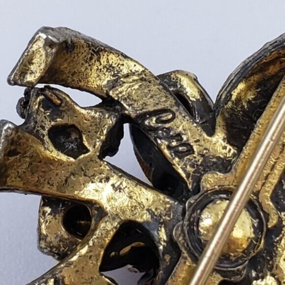 Vintage Signed Coro Flower Brooch Pink Gold Tone - Picture 10 of 14